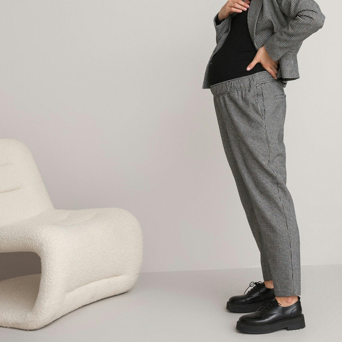 Pantalon de grossesse cigarette pied-de-poule