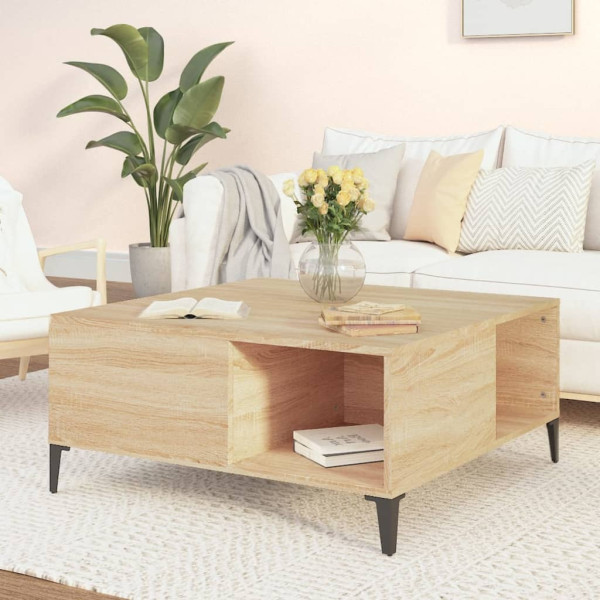 Stolik Kawowy Ława Stół Brąz 80x80x36.5 Przegrody Do Salonu Do Pokoju
