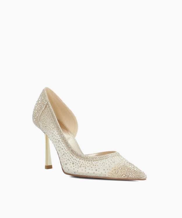 Cristelle Gold - Mesh Embellished Court Shoes