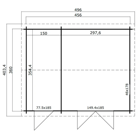 Gartenhaus »Carroz«, BxHxT: 496 x 250,8 x 403,4 cm (Außenmaße inkl. Dachüberstand), Holz