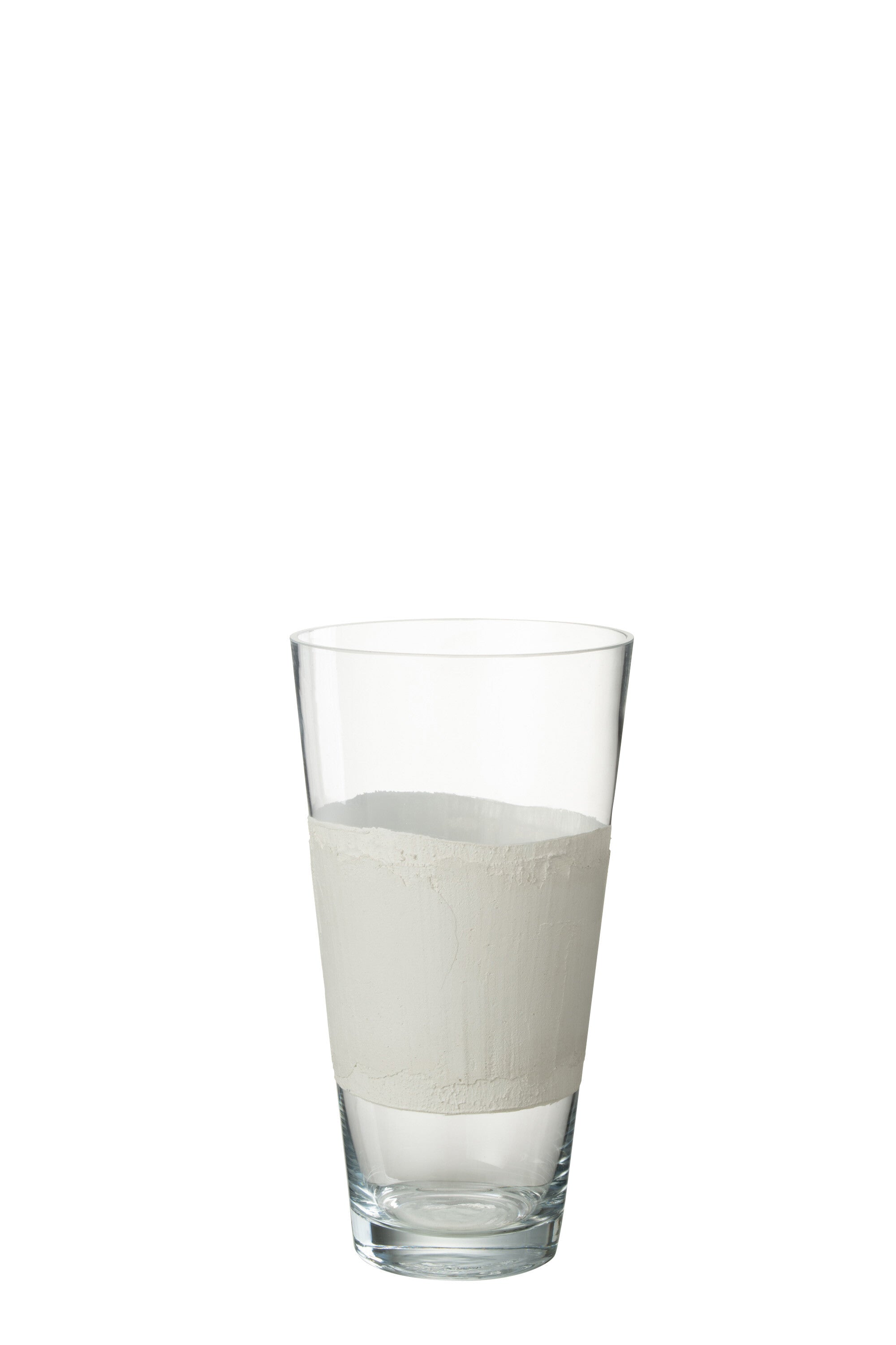J-Line vaas Delph - glas - transparant/wit - small - 35 cm hoog