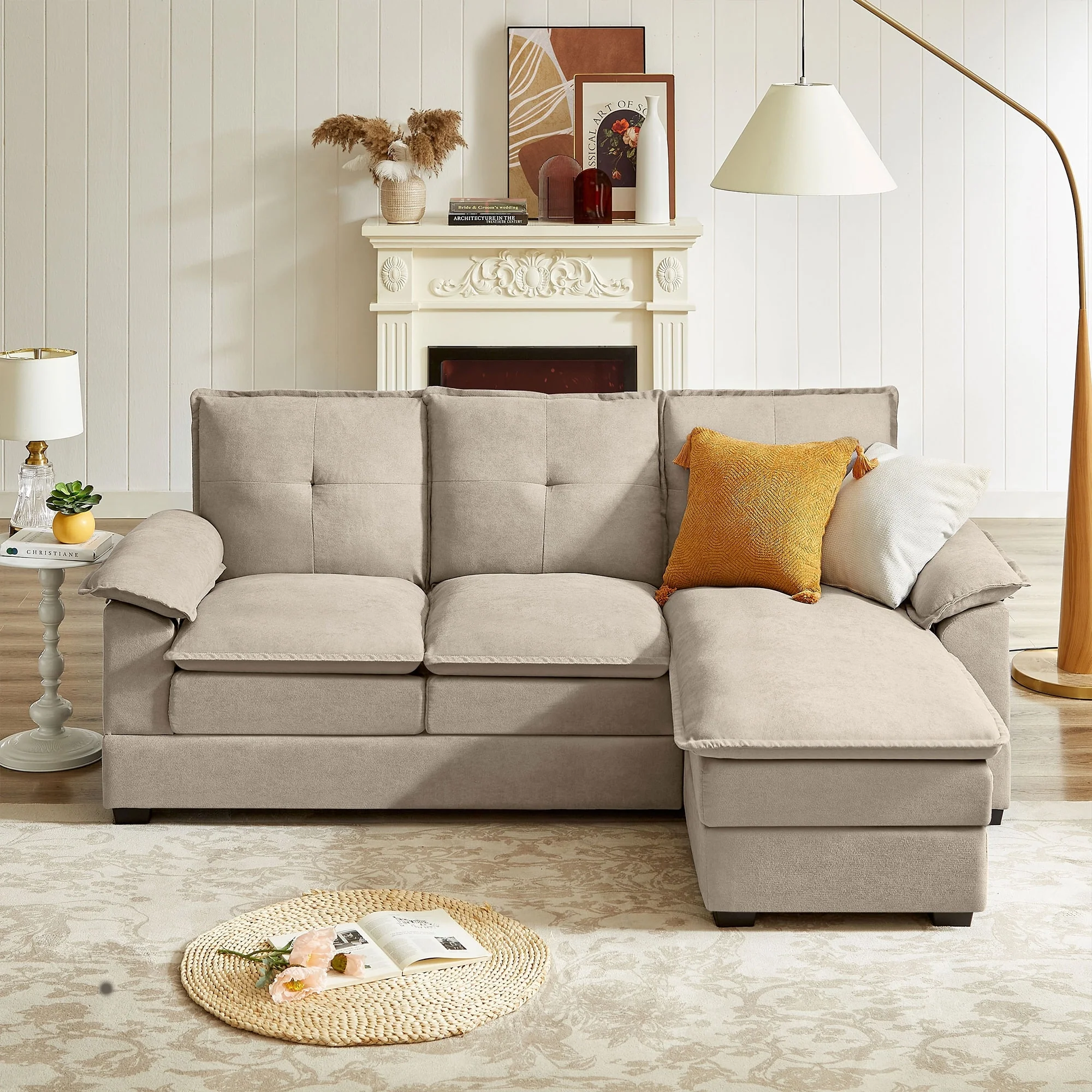 82.28 Inches L Shape Sectional Sofa with Cloud Seats for Living Room