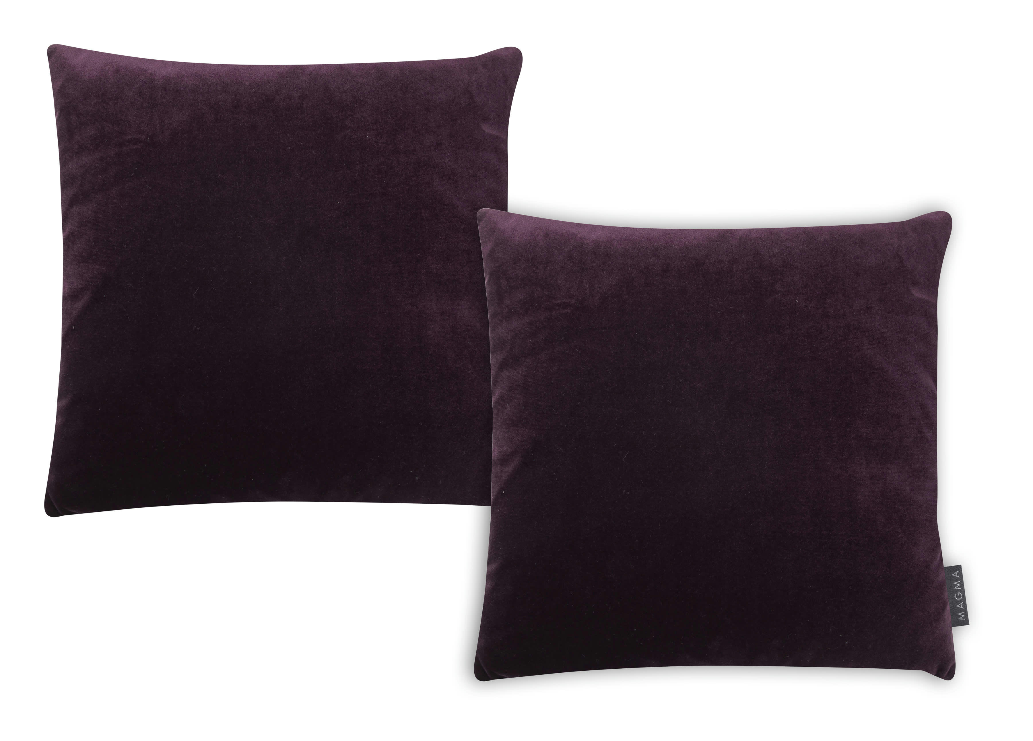 SAMT UNI - Housses de coussin velours bicolore bordeaux rose- Lot de 2- 40x40