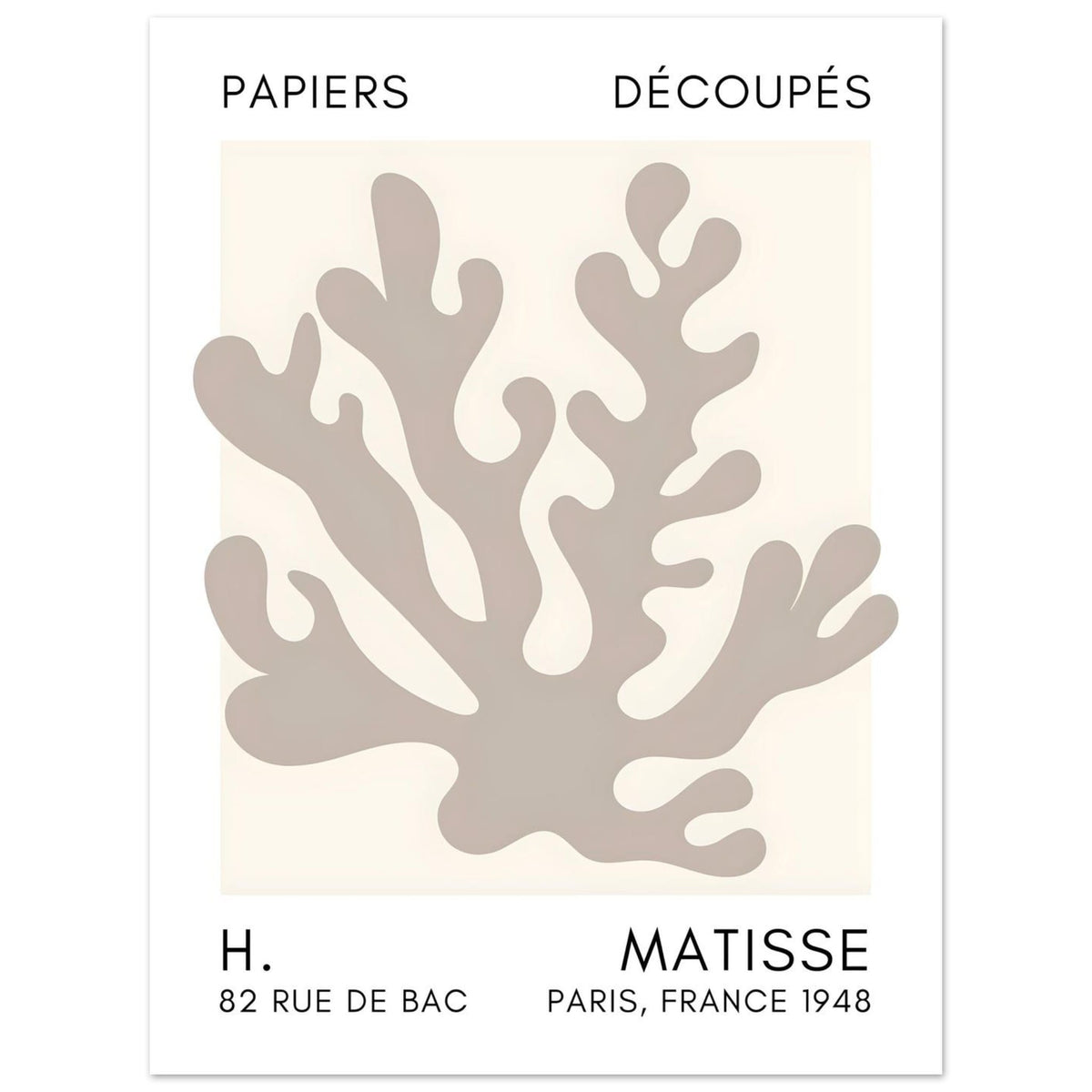 Artfulprints Poster Matisse – Saltflower shapes grey  - 30x40 cm - Grijs