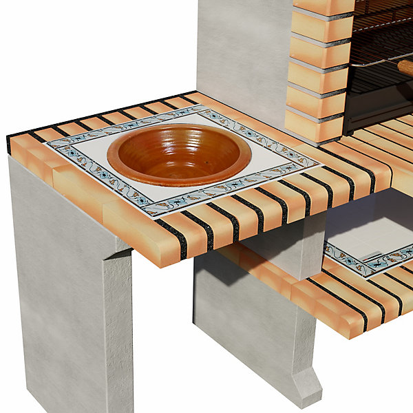 MOVELAR - Barbecue préfabriqué à bois et charbon de bois New Azores PlusxL (Gris, Orange - 210x81x250 cm)REF : 3509/5 - Extérieure