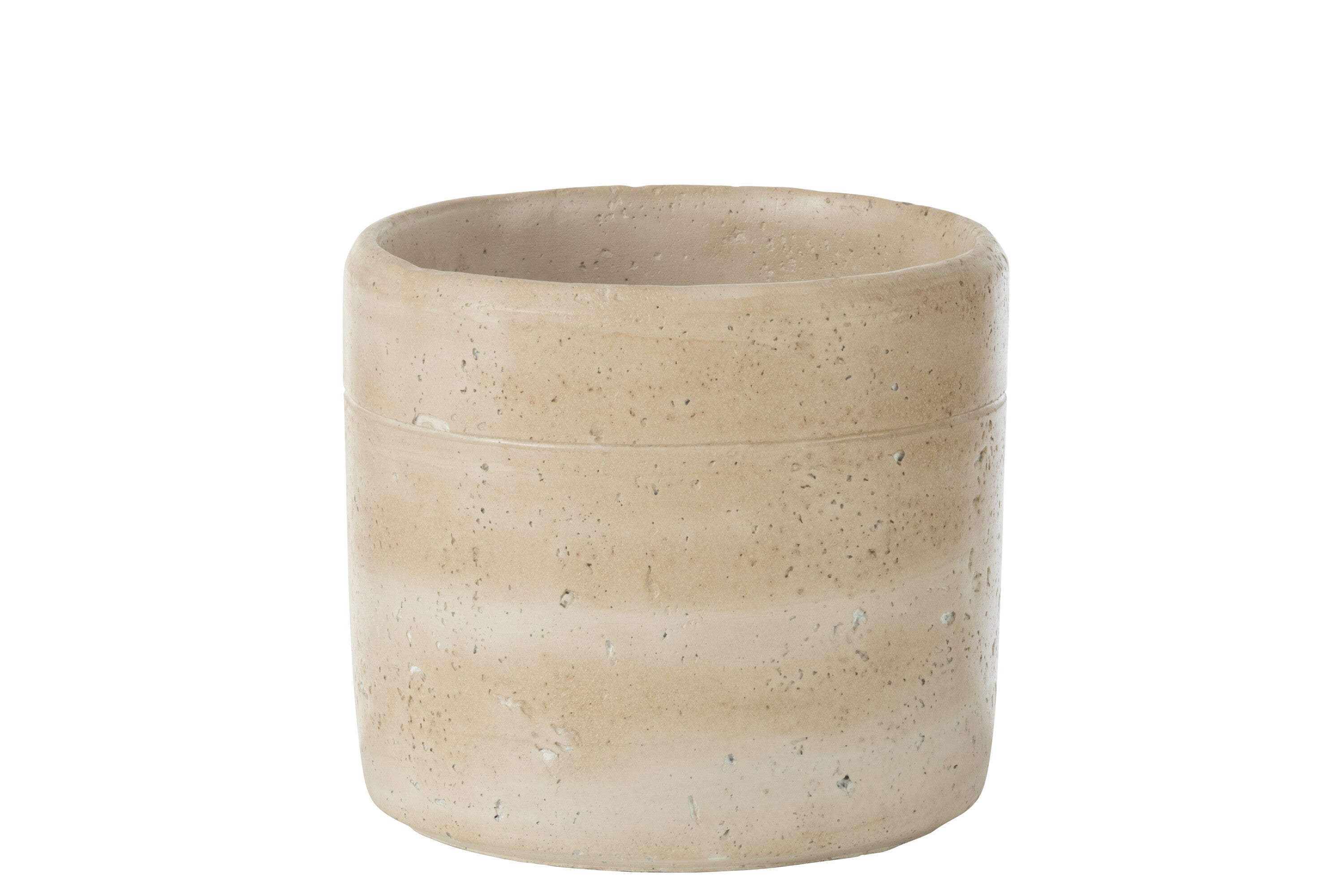 J-Line bloempot Olina Rond - cement - creme - large - Ø 17.5