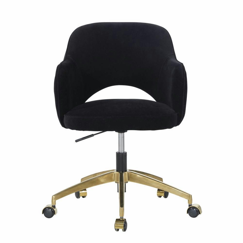 Sacha - Fauteuil de bureau à roulettes en velours noir