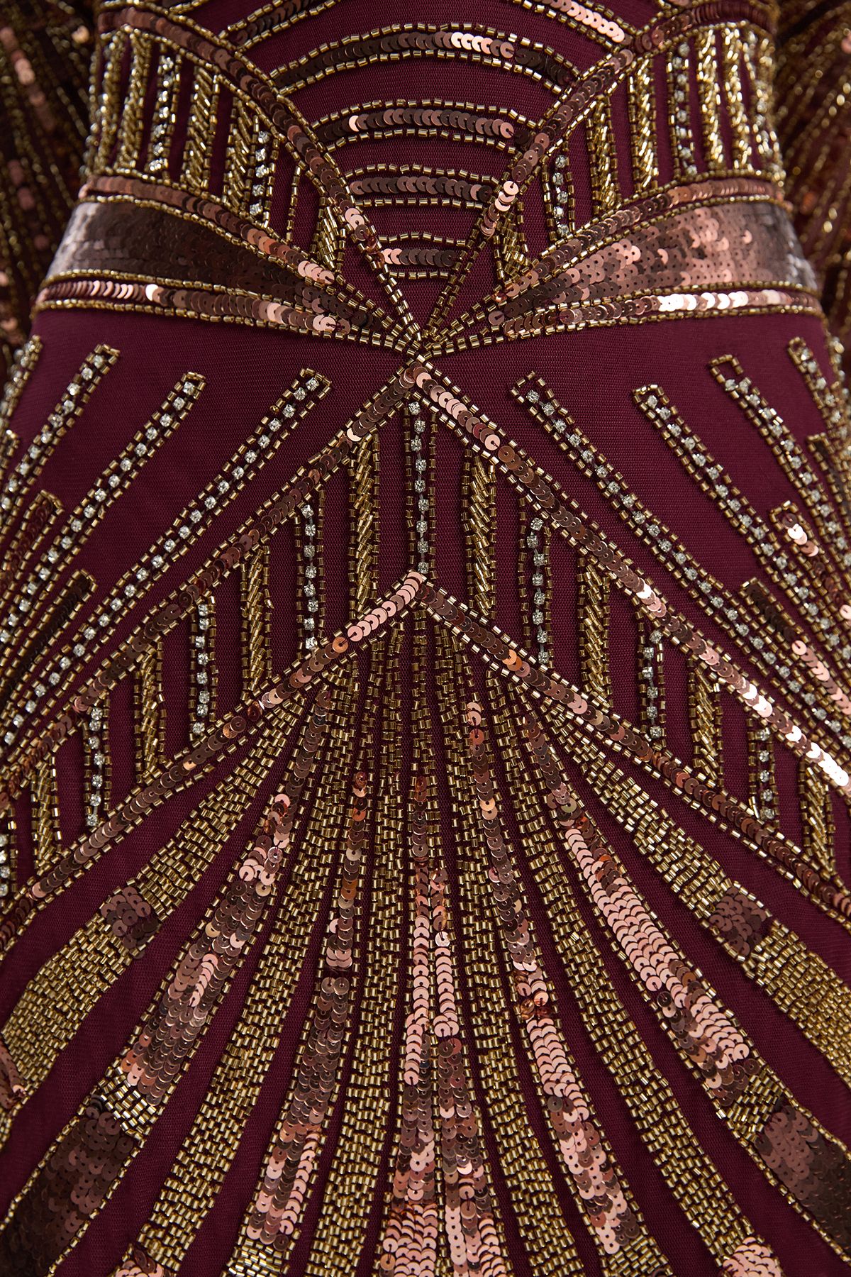 KarenMillen Premium Mirrored Crystal Embellished Woven Long Sleeve Column Dress