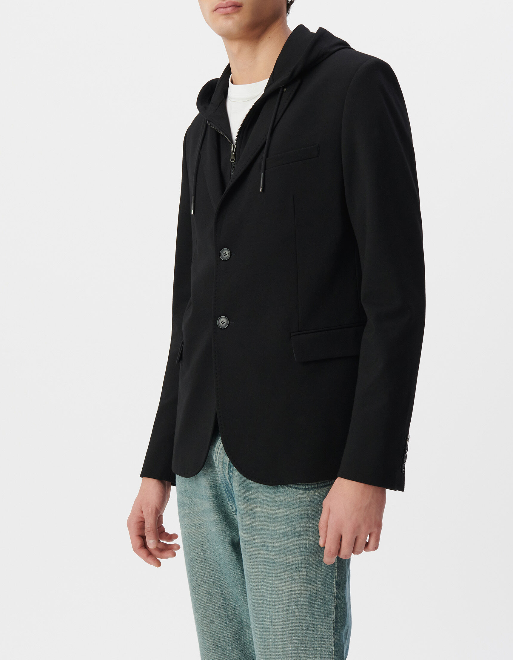 Veste noire Interlock à parementure amovible Homme