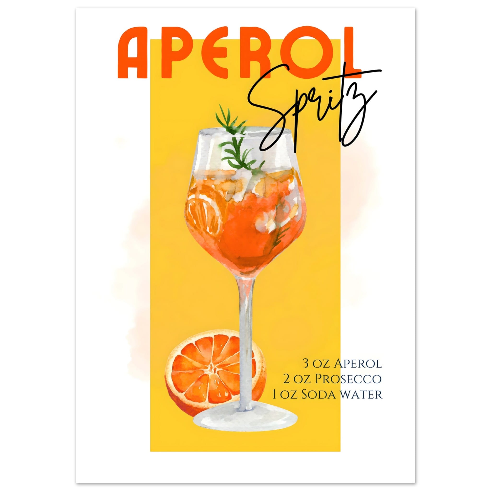 Artfulprints Poster Aperol Spritz - Yellow  - 50x70 cm - Geel