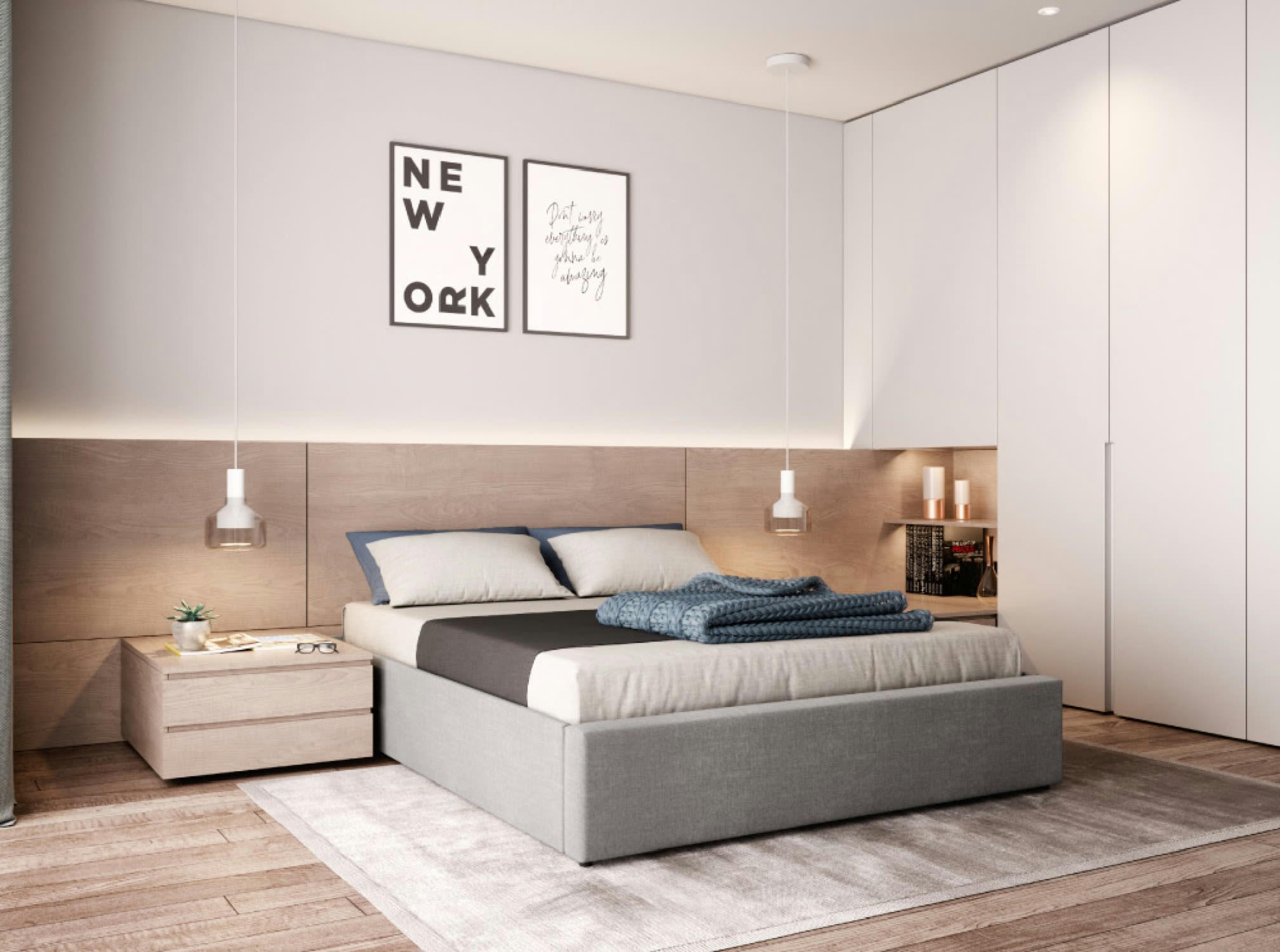 TEO - Cadre de lit avec sommier relevable à lattes en tissu - Gris - 160 cm