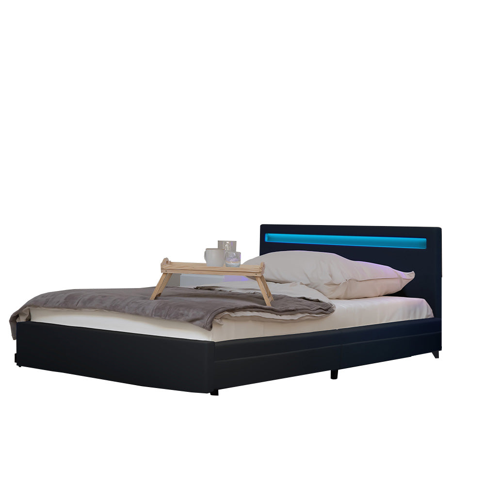 Home Deluxe LED bed NUBE donkergrijs 180 x 200 cm