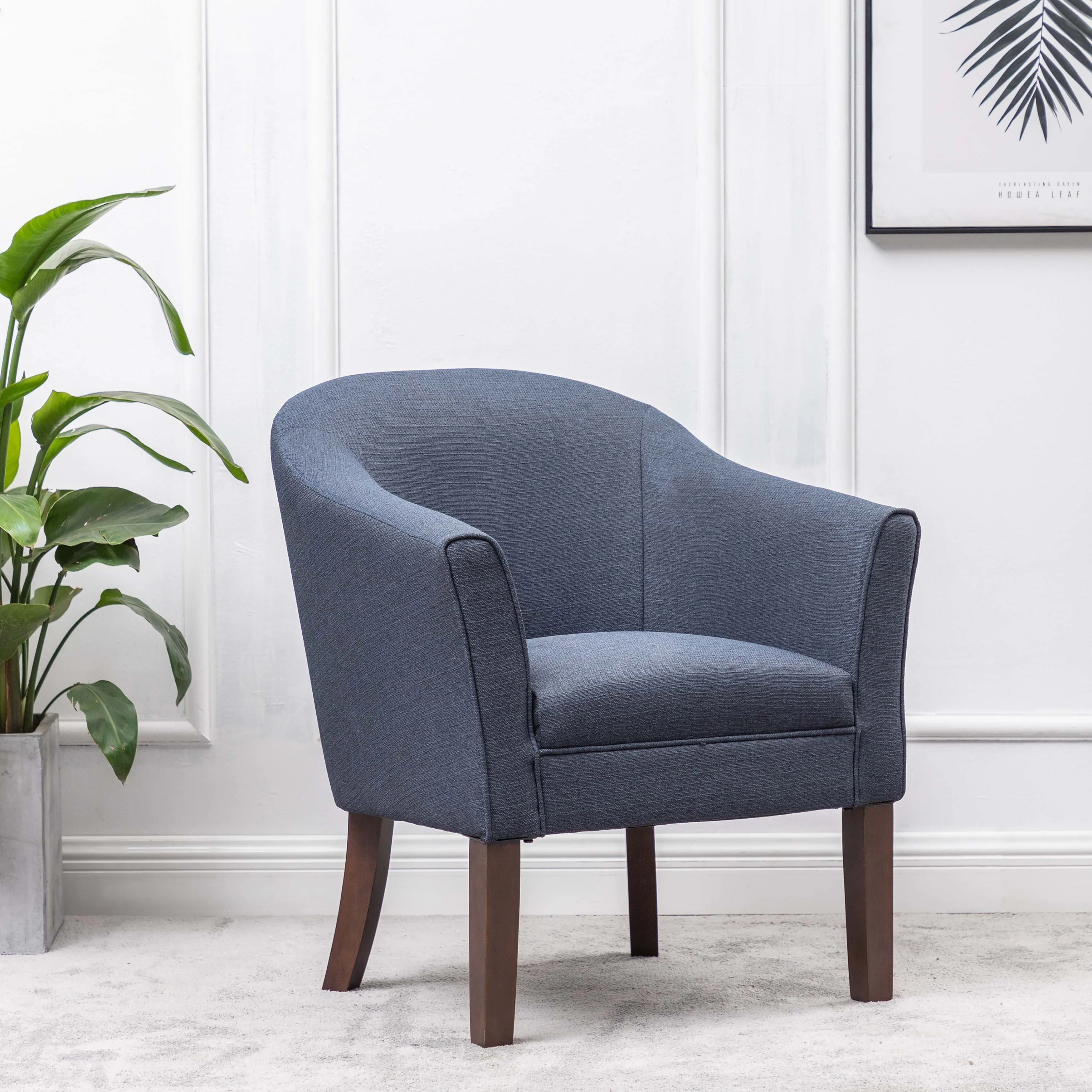 WOVENBYRD Classic Barrel Fabric Accent Chair