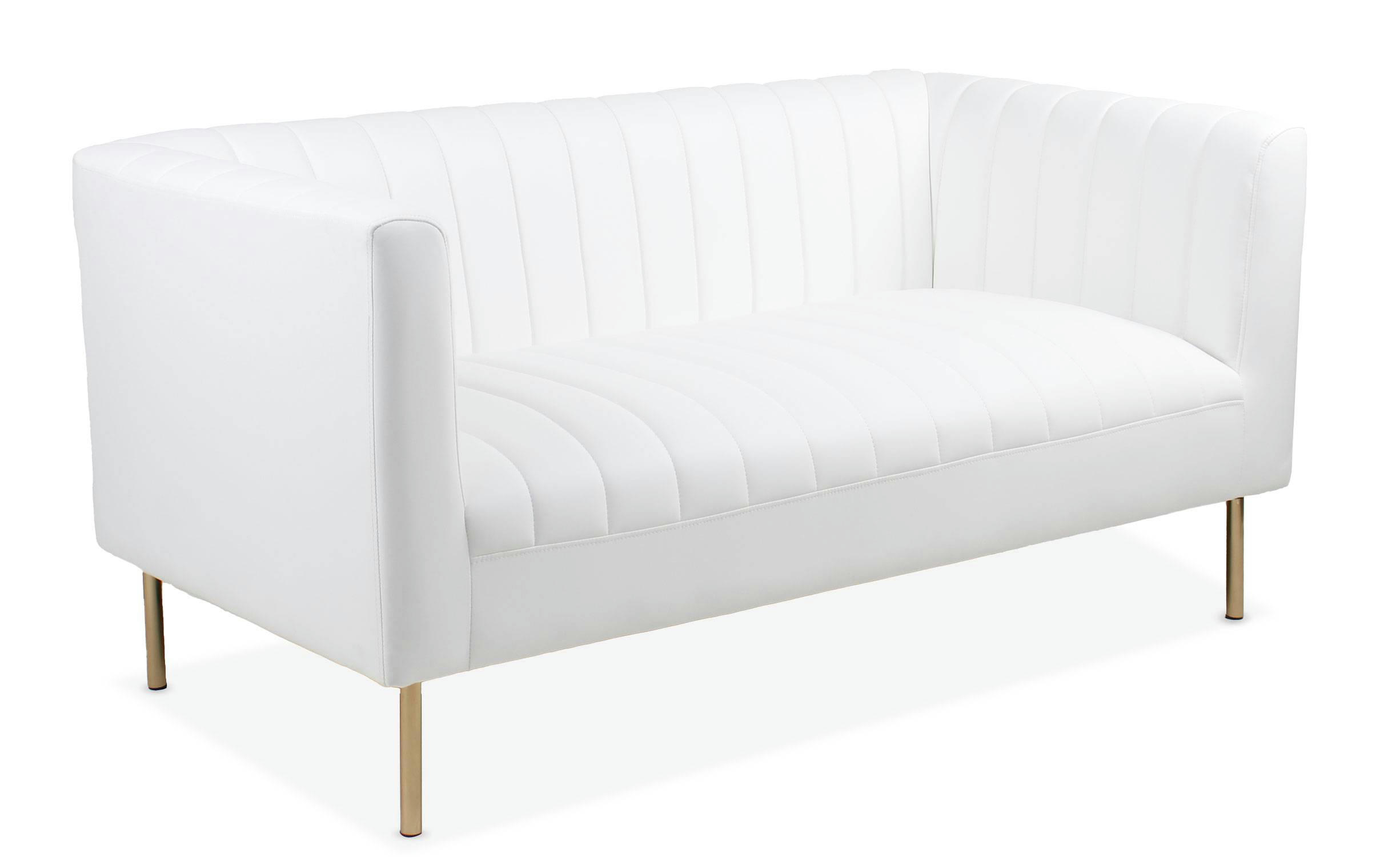 SACRAMENTO - Canapé moderne 2 places à coutures verticales simili blanc