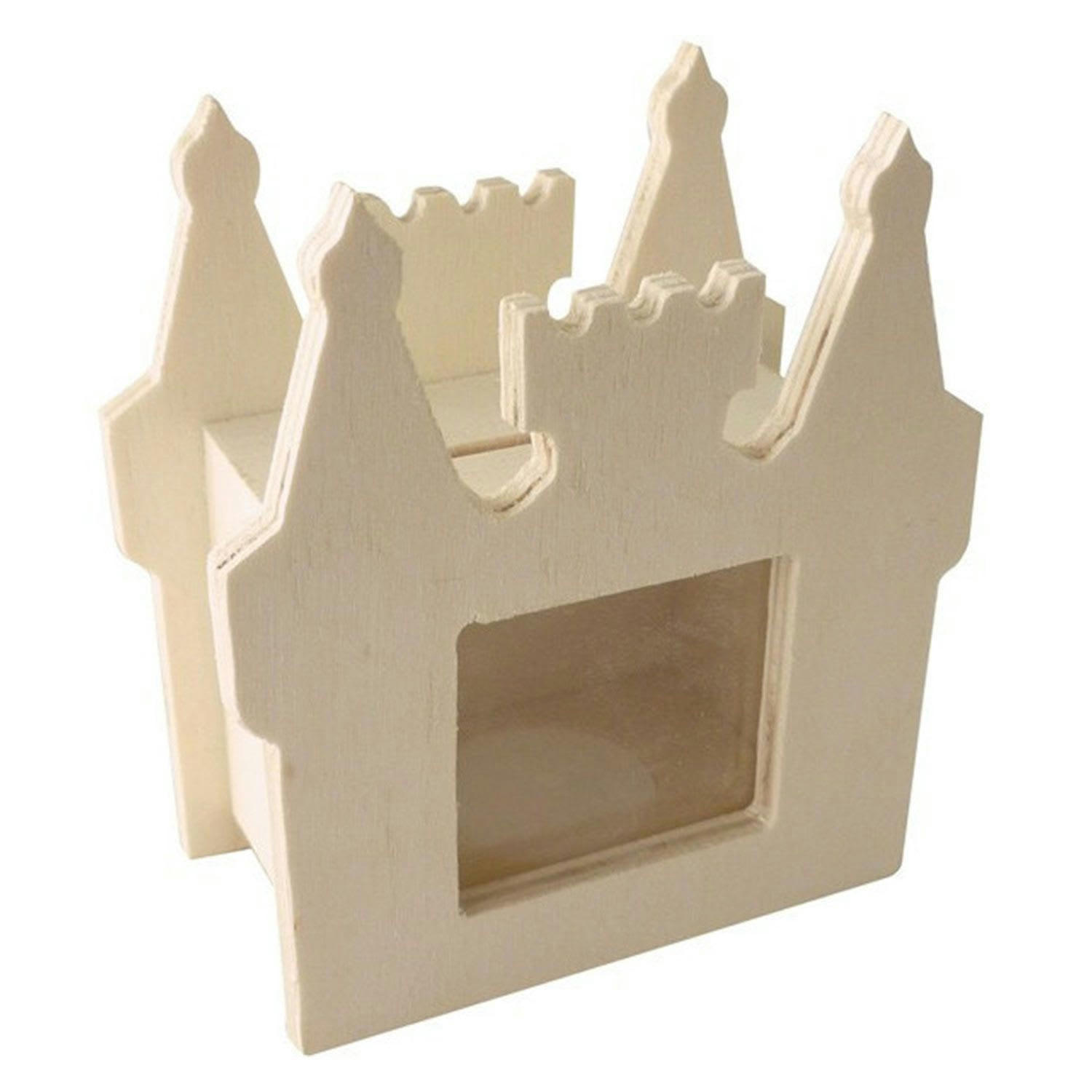- Tirelire château en bois 10,5 x 12 cm