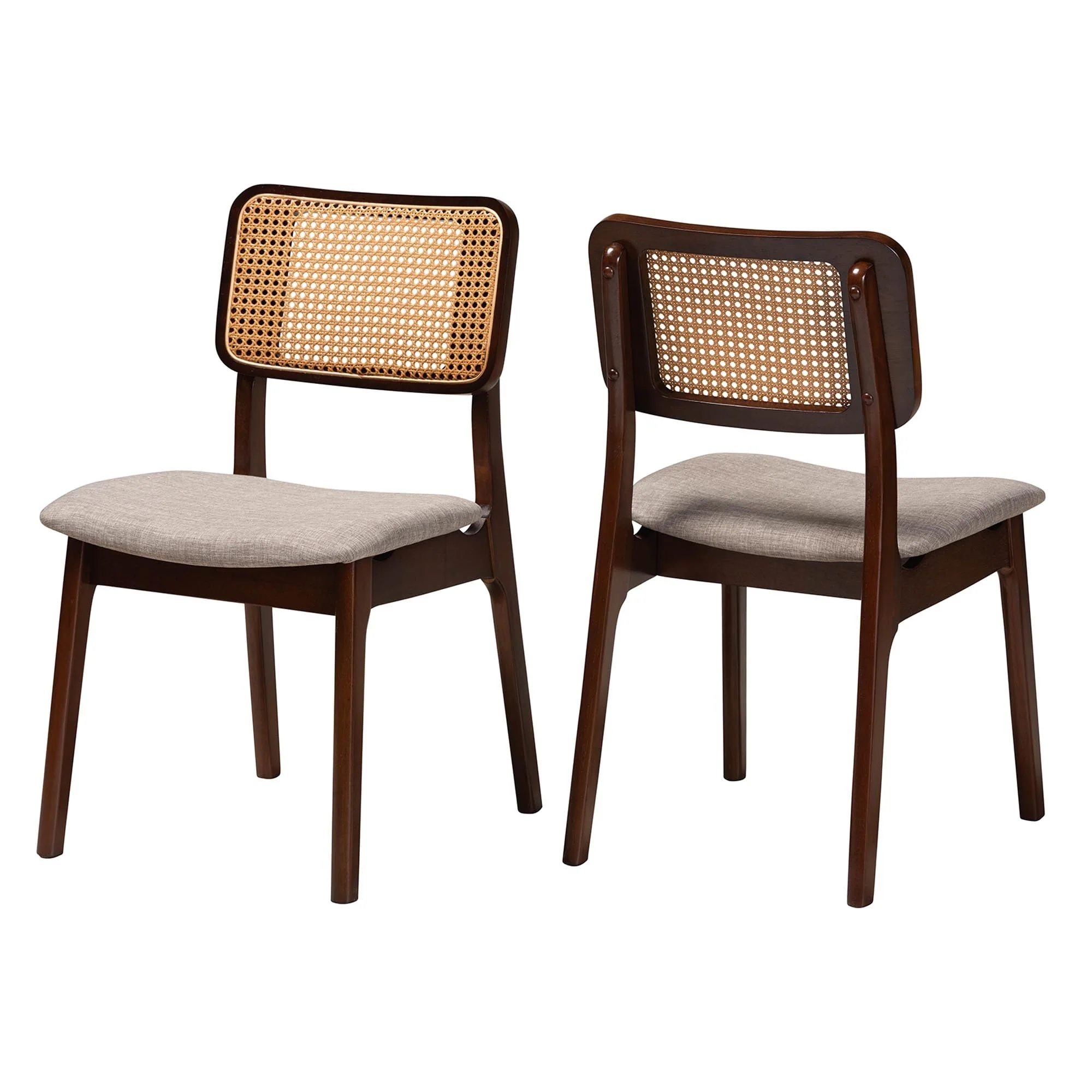 Dannon Mid-Century Modern Fabric and Finished Wood 2-Piece Dining Chair Set