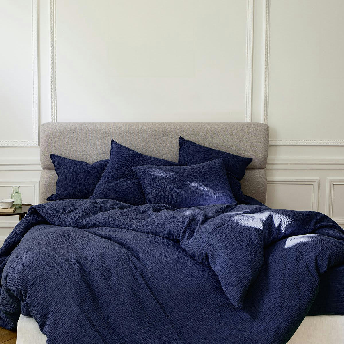 SOURCE INDIGO - Housse de couette gaze de coton indigo 200x200 cm