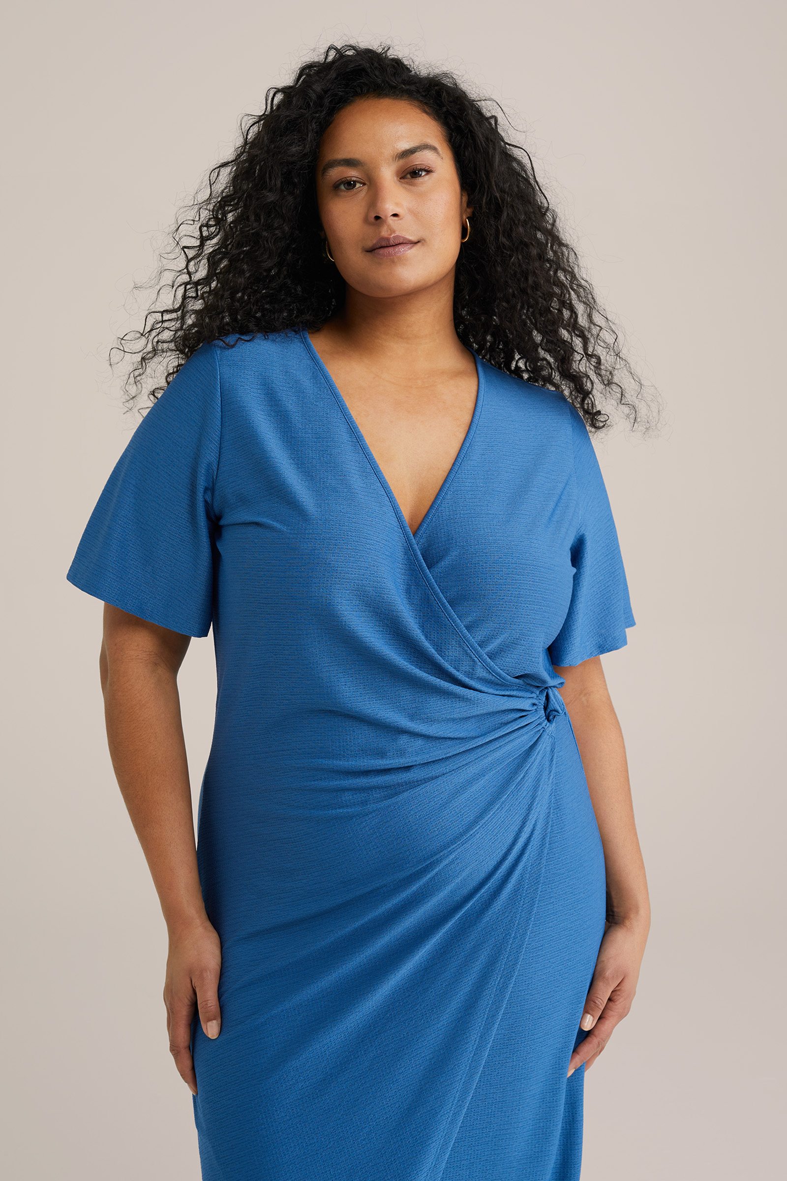 Dames Midi jurk met plooidetail - Curve