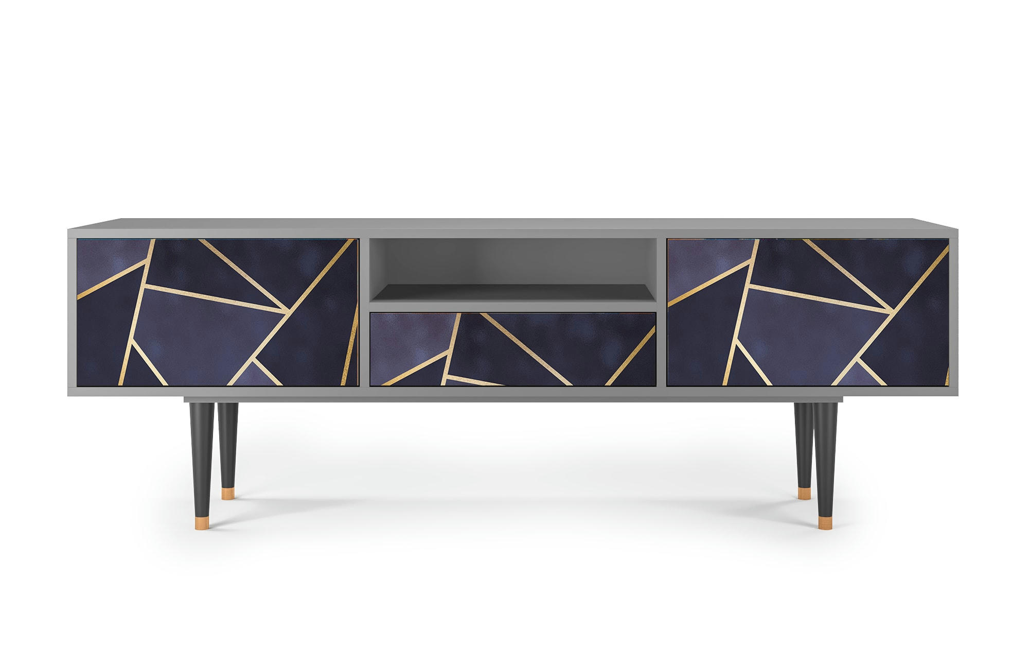 THE AMETHYST - Meuble TV  bleu 1 tiroir et 2 portes L 170 cm