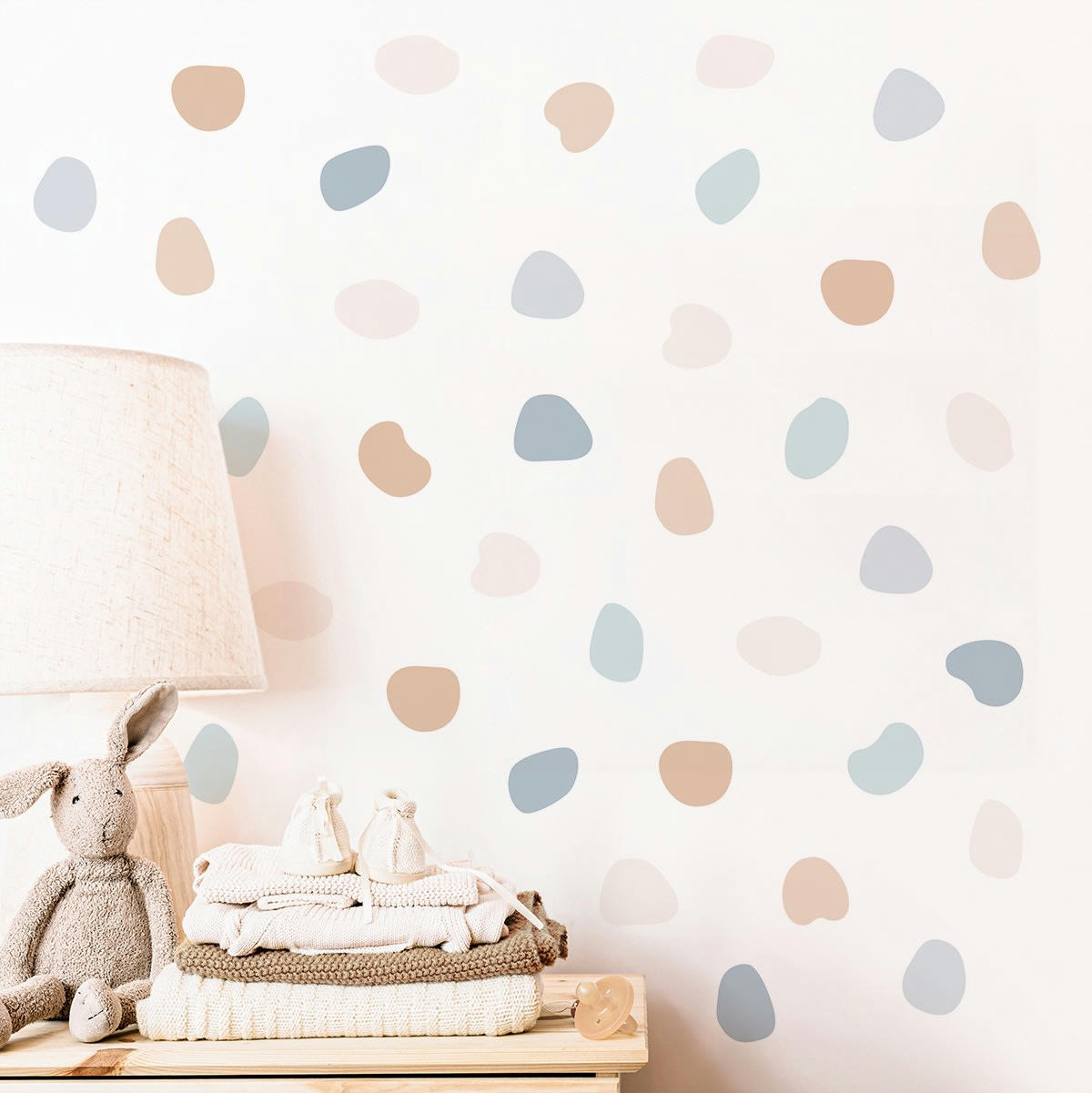 PEBBLES - Stickers muraux en vinyle cailloux bleu et beige