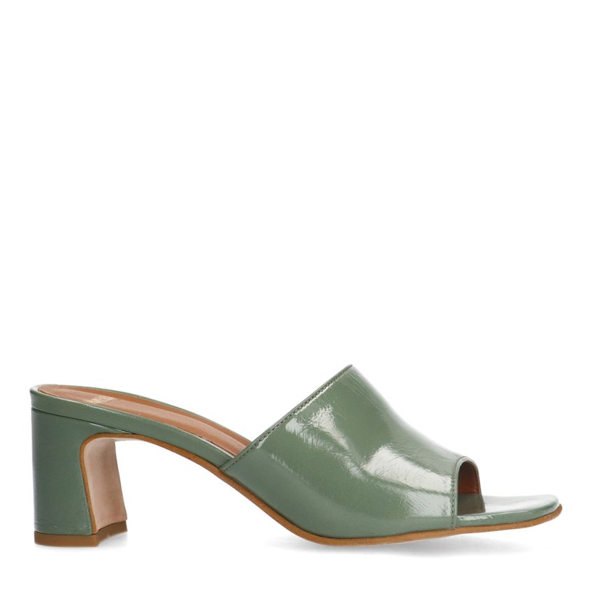 Manfield Groene lakleren sandalen met hak