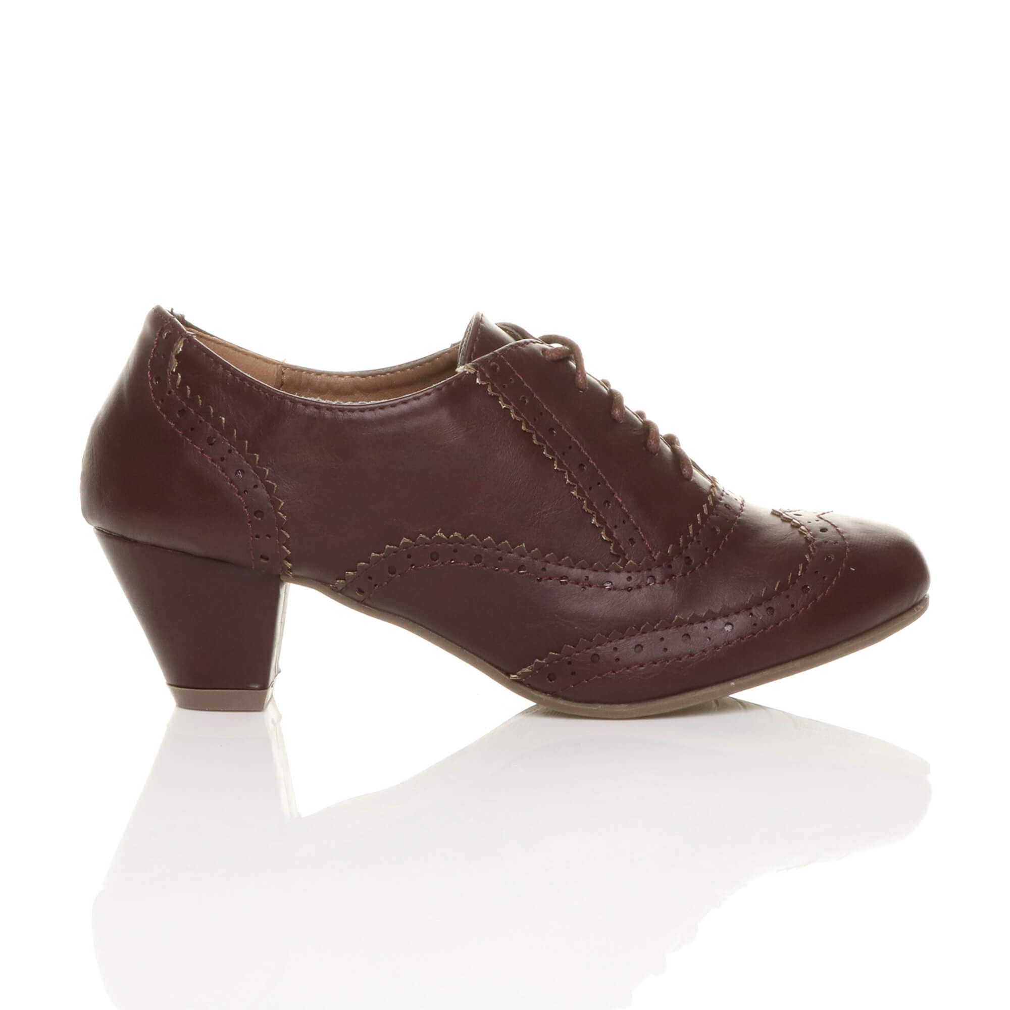 AJVANI Mid Heel Brogue Ankle Boots Shoe Boots