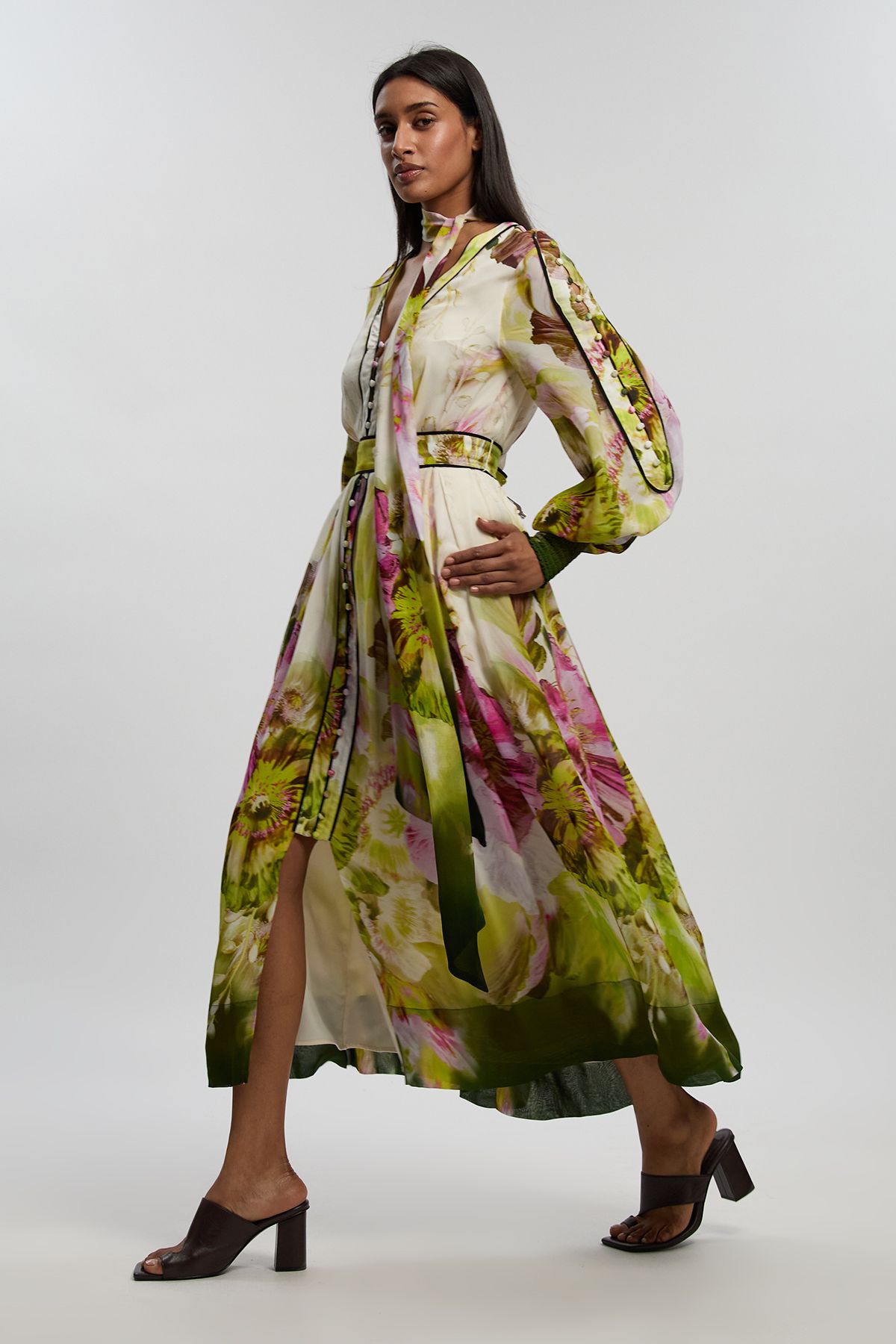 KarenMillen Viscose Floral Print Woven Maxi Dress