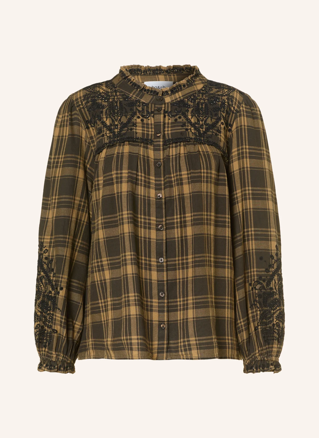 ba&sh Blusenshirt KAELA aus Flanell mit Rüschen