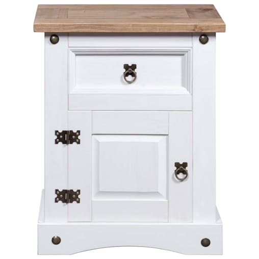 NNEVL Bedside Cabinet Mexican Pine Corona Range White 53x39x67 cm