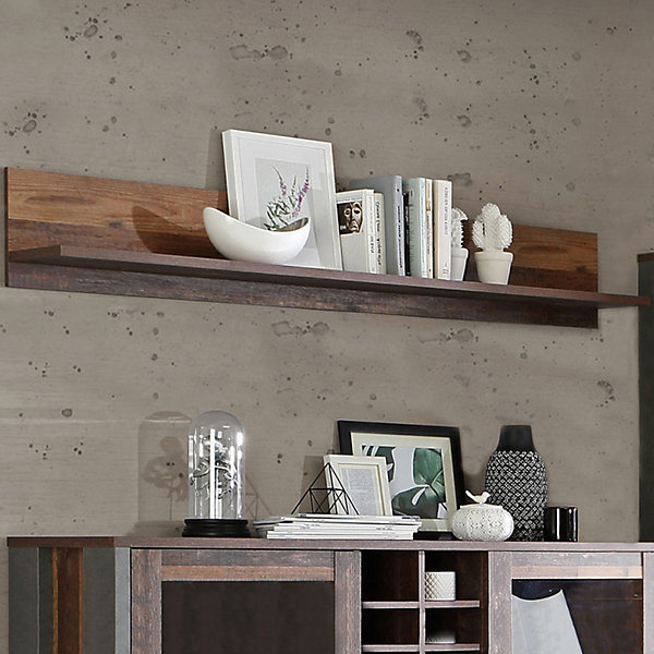 Etagère murale 160 cm décor bois vieilli - BUCK
