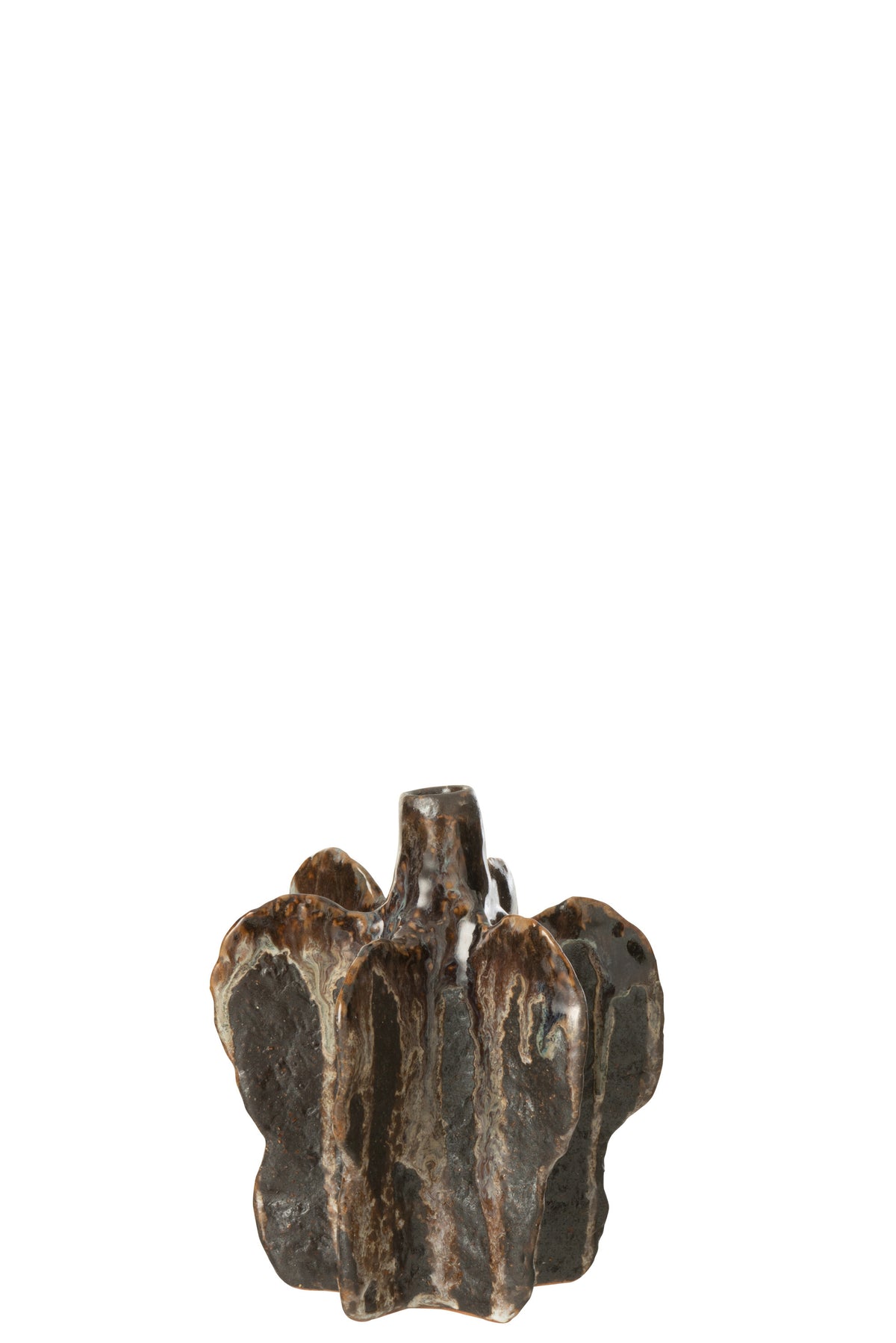 J-Line vaas Naga - keramiek - bruin/zwart - small - Ø 12.5 cm