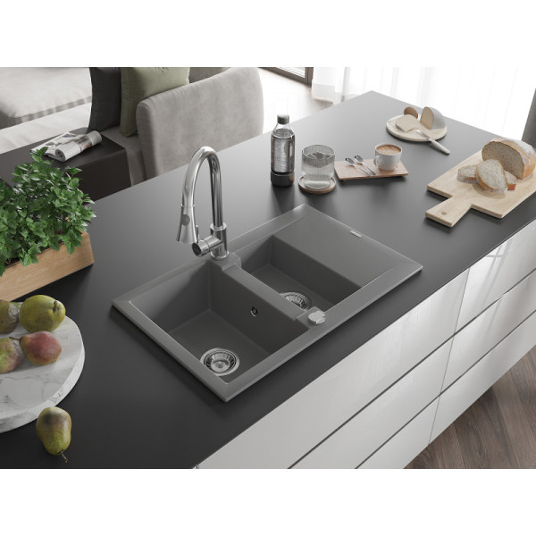 Zlewozmywak Granitowy Gaspar Mexen Szary 73,7x47,5