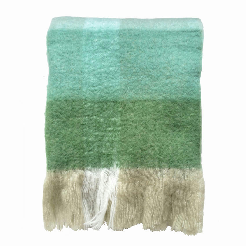 MOHAIR - Plaid mohair vert pois 125x150