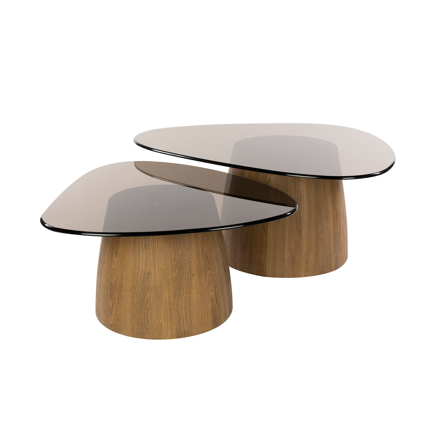 Giga Meubel Salontafel Tinto - Driehoekig Brons Glas - Set van 2