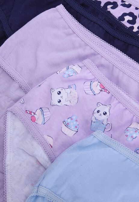 Younger Girls 5pk Blue Cupcake Cat Briefs