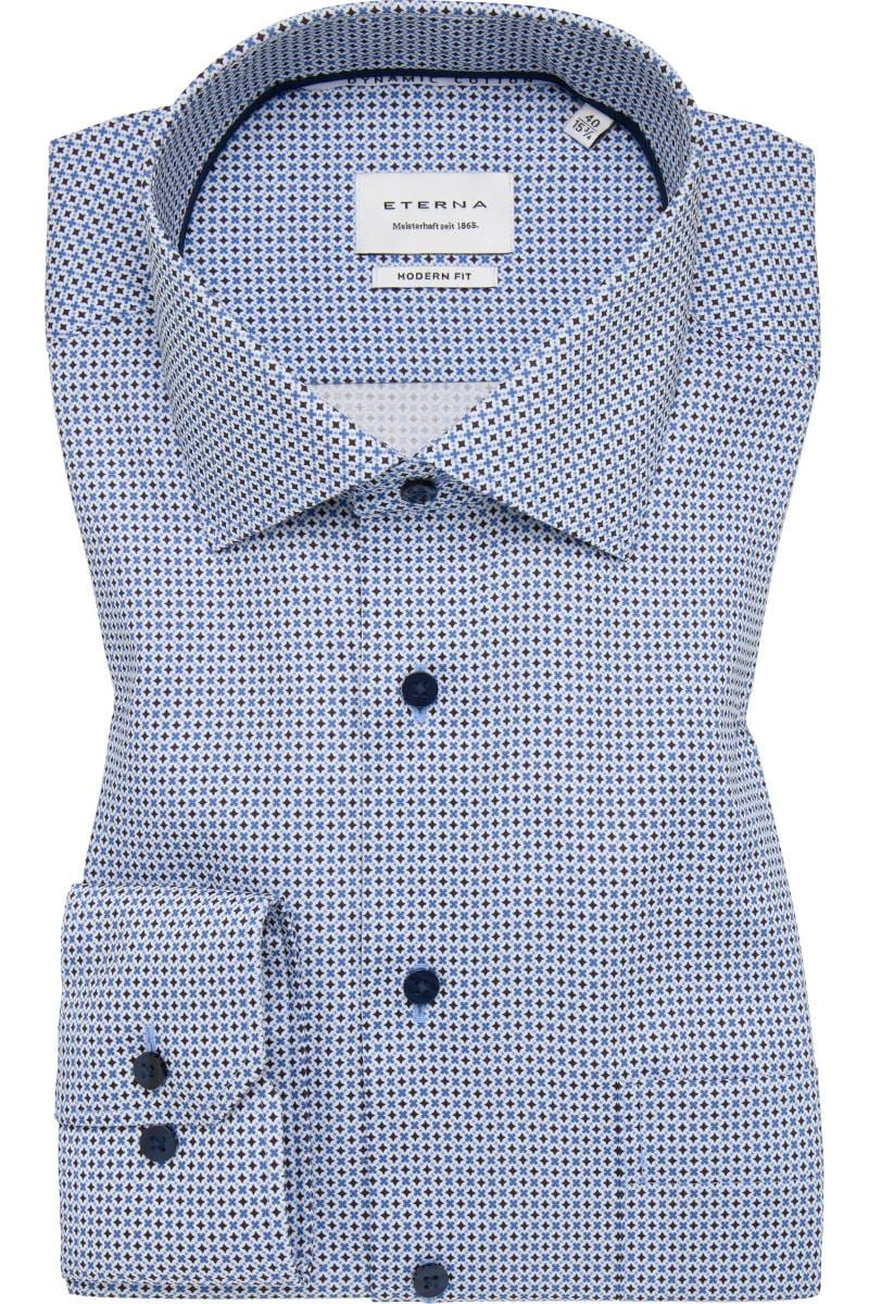 ETERNA Modern Fit Hemd blau, Bedruckt (extra langer Arm)
