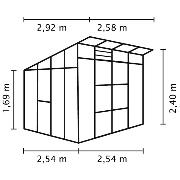 Gewächshaus »Freya«, 7,6 m², Kunststoff/Aluminium/ESG Glas, winterfest