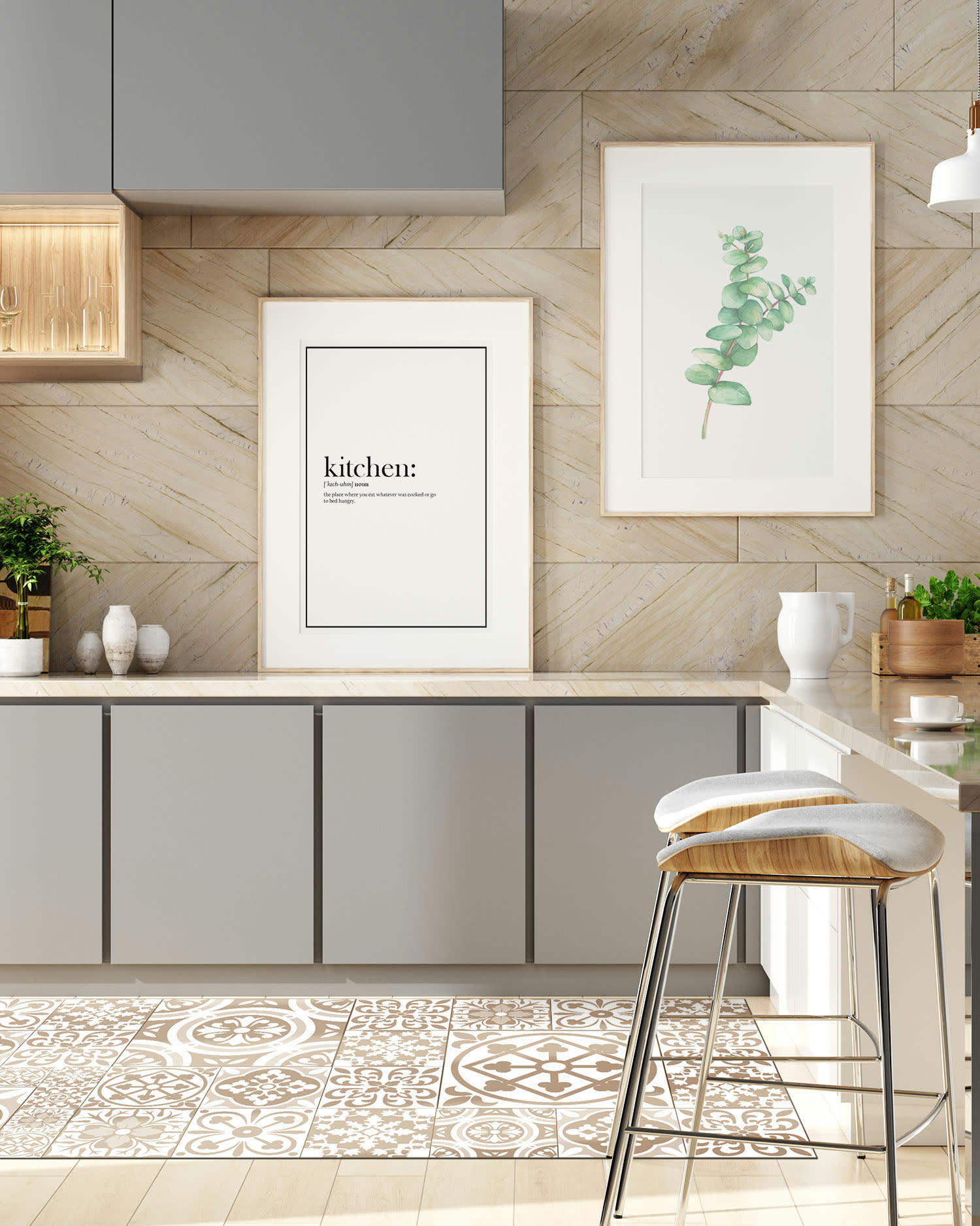 - Tapis vinyle carreaux ciments talavera brun 300x200cm