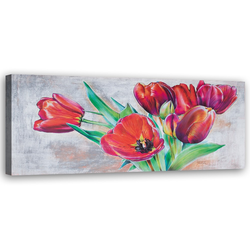 Feeby Obraz Bukiet czerwonych tulipanów 90x30