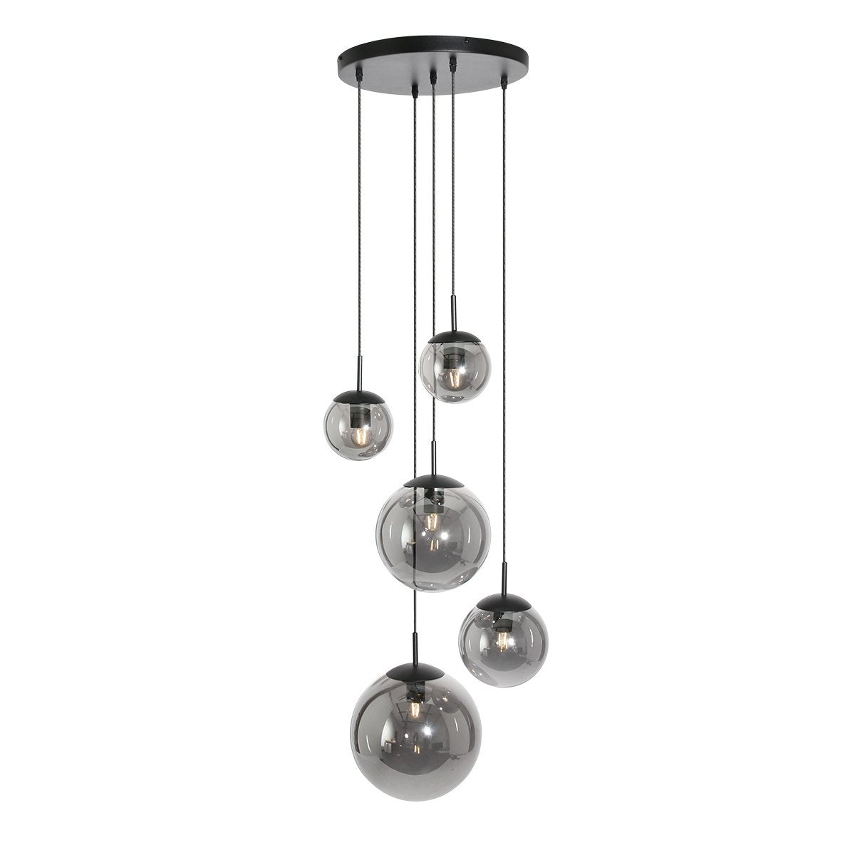 Steinhauer hanglamp bollique - 5 lichts - 60x 375 cm - zwart