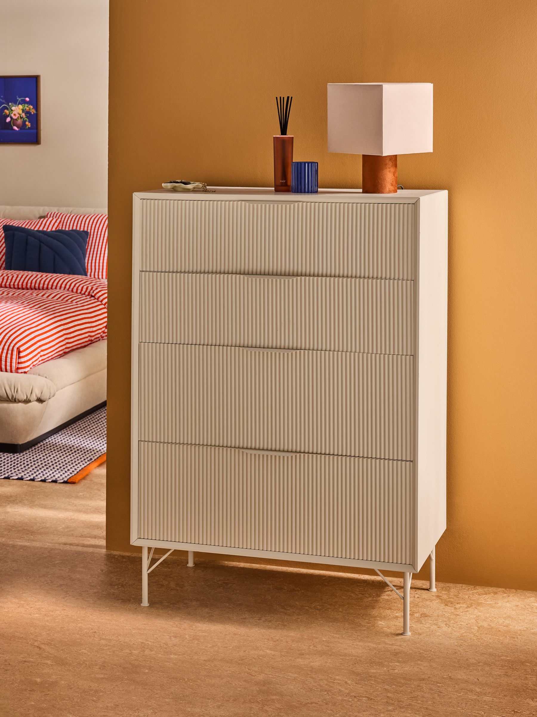 Elian 4 Drawer Painted Chest in Ecru White
