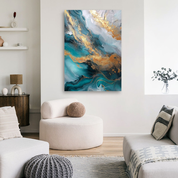 Feeby Obraz na płótnie, Marmur Tekstura Glamour Turkusowy 40x60