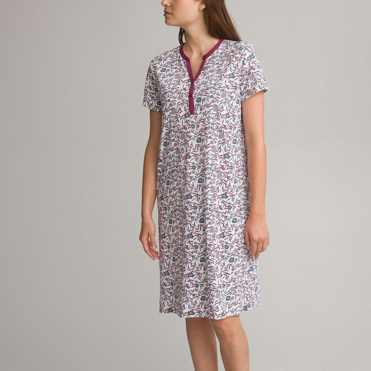 Chemise de nuit imprimée, pur coton