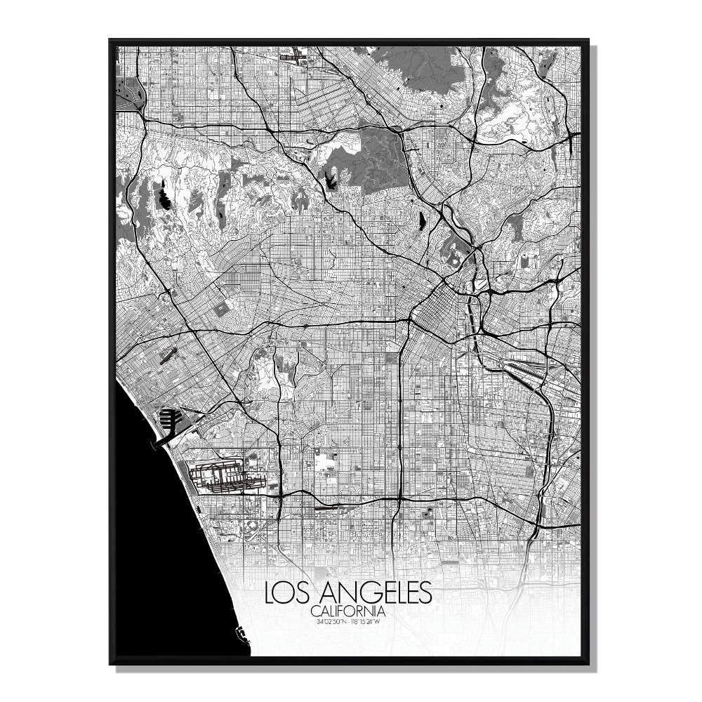 - Affiche Los angeles Carte N&B 40x50