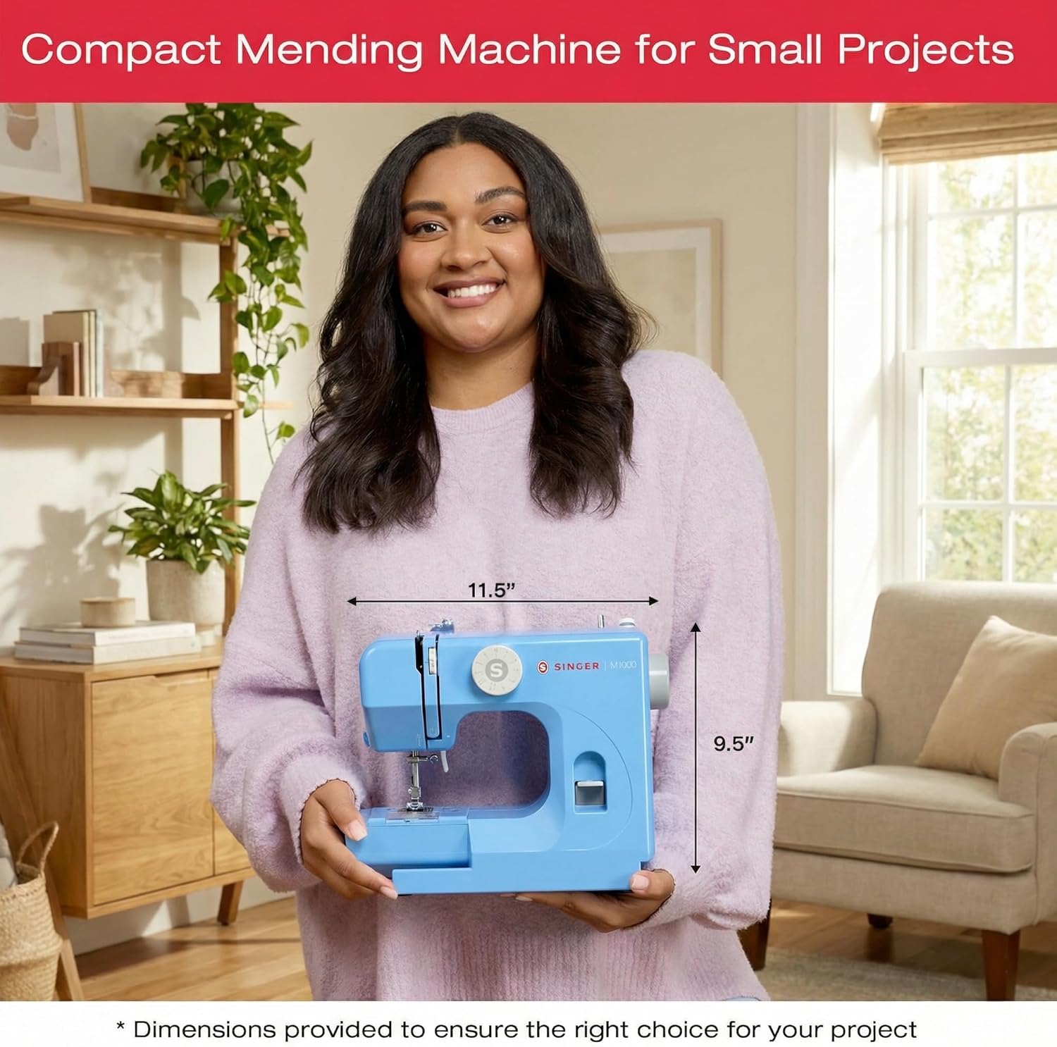 SINGER® M1000 Mending Machine (Blue) with Accessories | 4 Built in Stitches deliver 32 Stitch Applications | Compact, Lightweight, Portable | Great for Light to Medium Weight Fabrics & Repairs