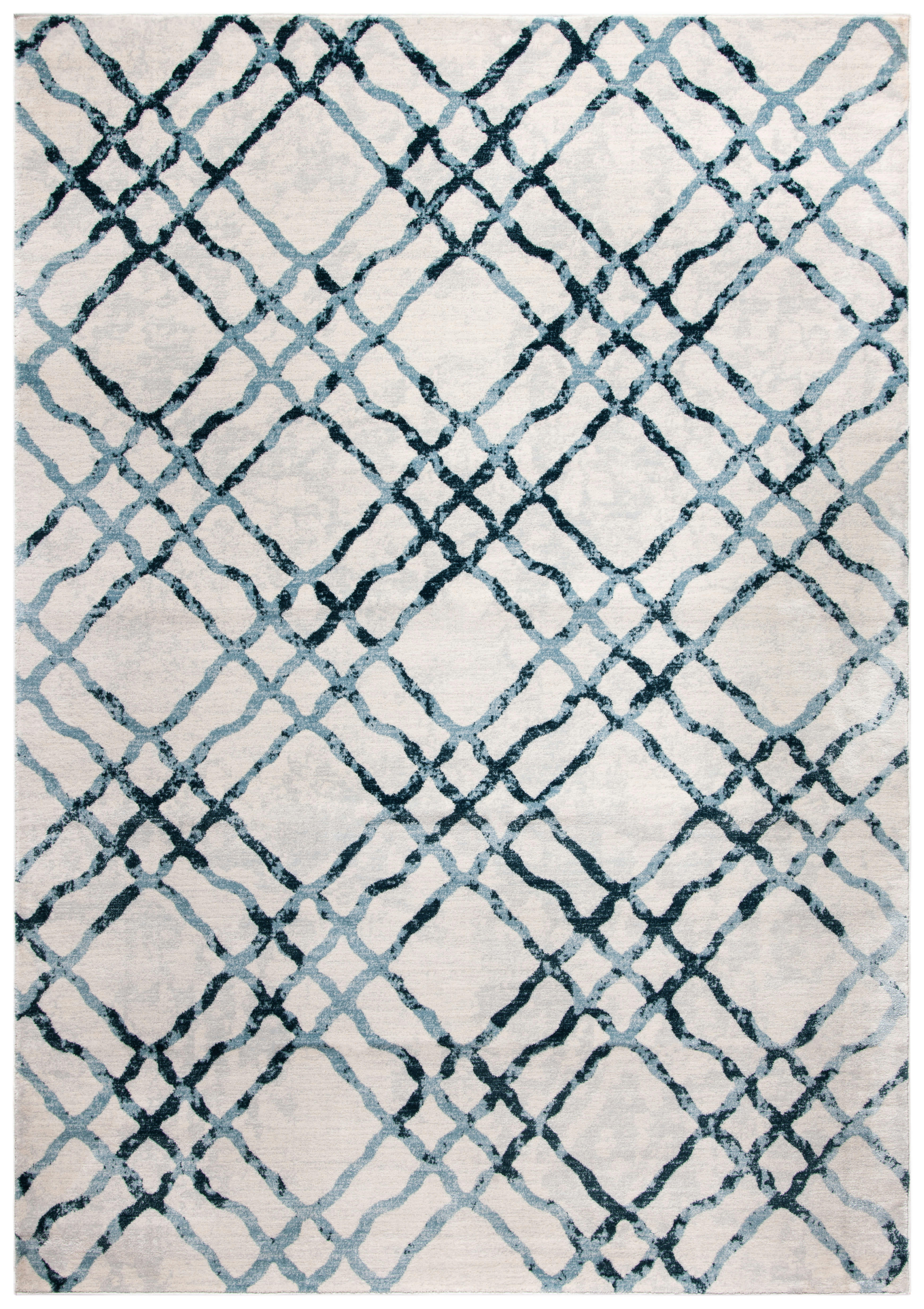 ISABELLA - Tapis de salon interieur en ivoire & turquoise, 160 x 231 cm