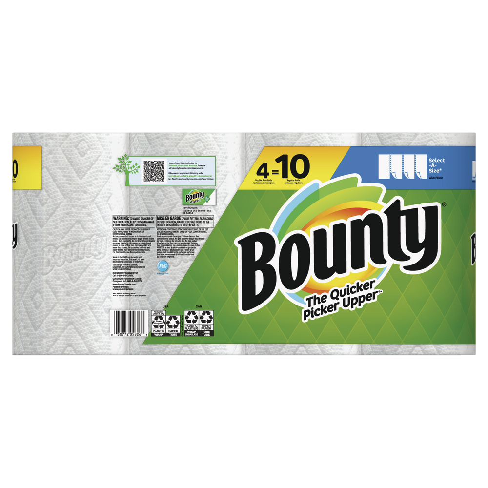 Bounty Select-A-Size Double Plus Roll Paper Towel, 2-ply, 4-pk