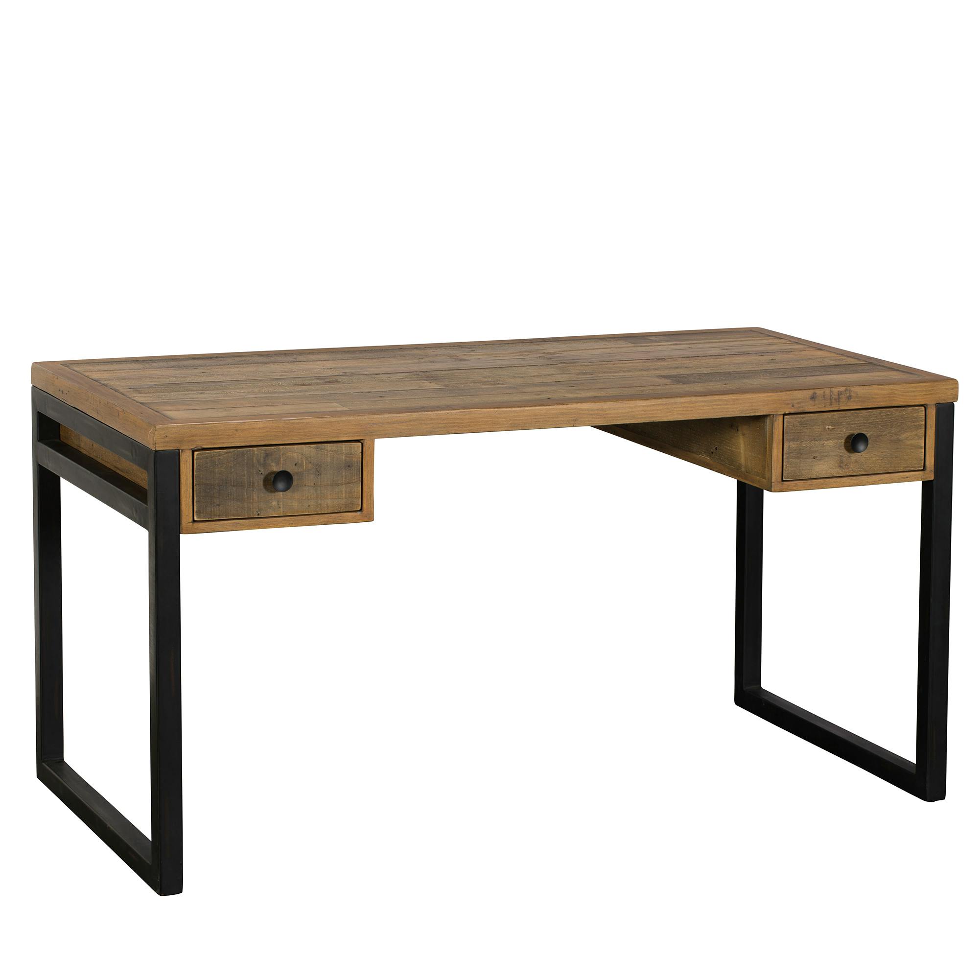 Bureau bois recyclé métal 2 tiroirs BRISBANE