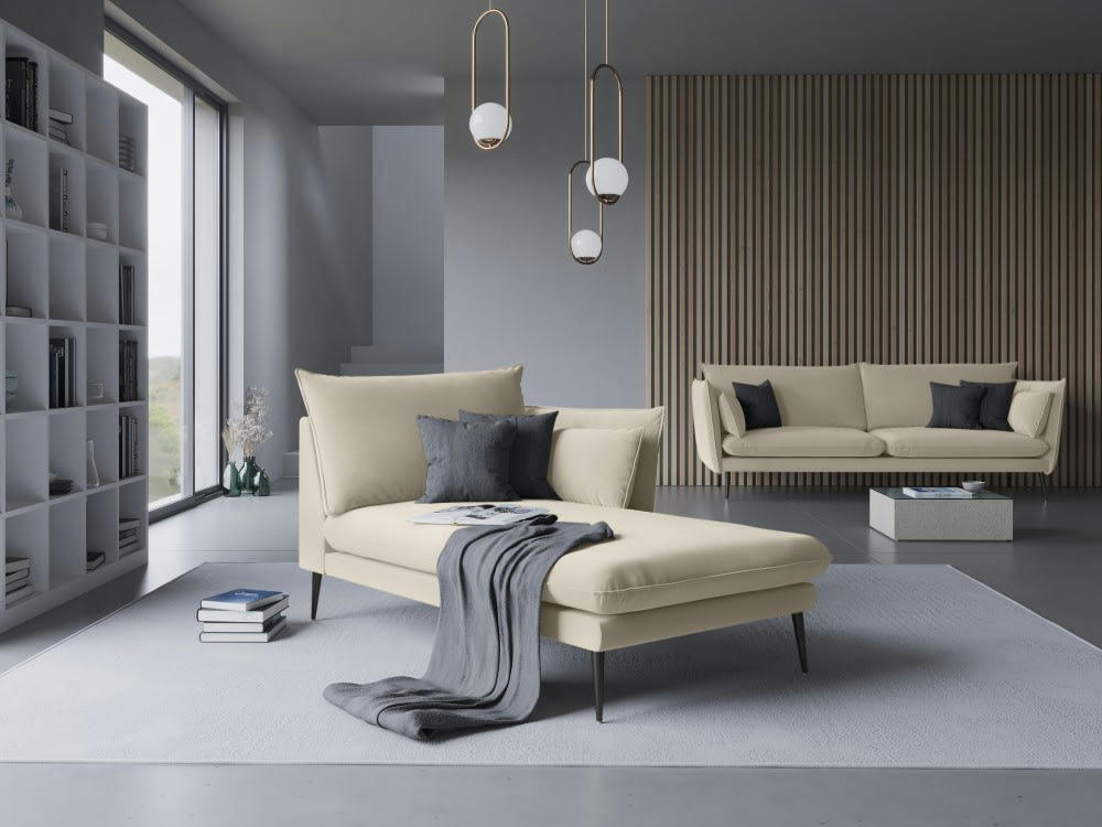 AGATE - Méridienne en velours beige