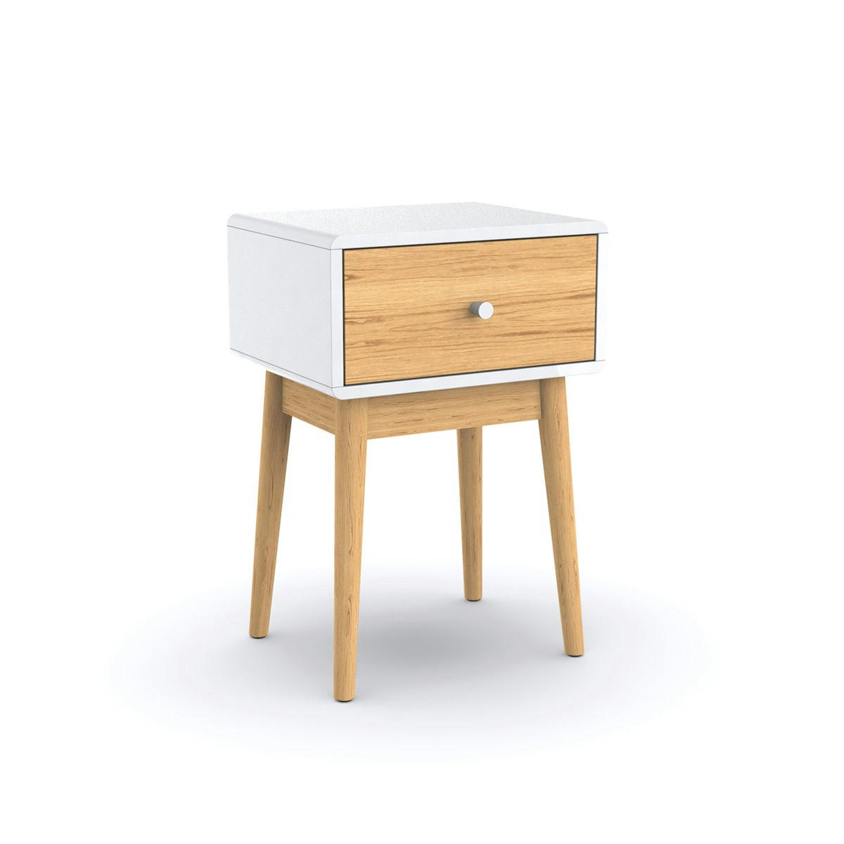 - Table de chevet en bois blanc Alba